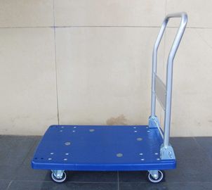 trole plástico móvel da plataforma 300kg com placa plástica azul, azul/cinza