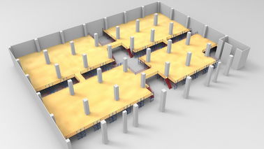 Shelving à terra do metal da pintura de pulverizador dos assoalhos de mezanino com espaço aberto