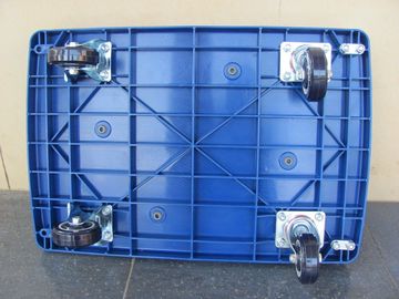 trole plástico móvel da plataforma 300kg com placa plástica azul, azul/cinza