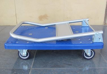 trole plástico móvel da plataforma 300kg com placa plástica azul, azul/cinza